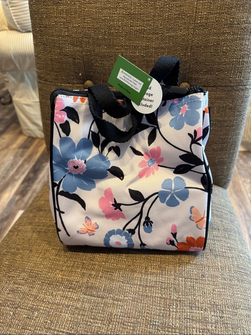 Kate Spade floral lunch bag tote with food storage container NWT